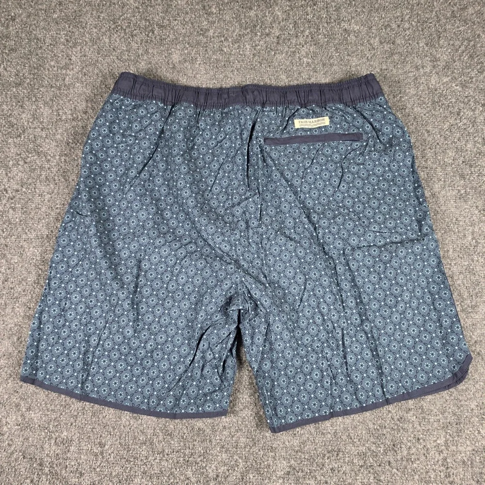 Fair Harbor Anchor Swim Trunks Men XXL Blue Geometric‎ Recycled Stretch Shorts